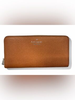 Kate Spade Tan Pebbled Leather Zip Wallet